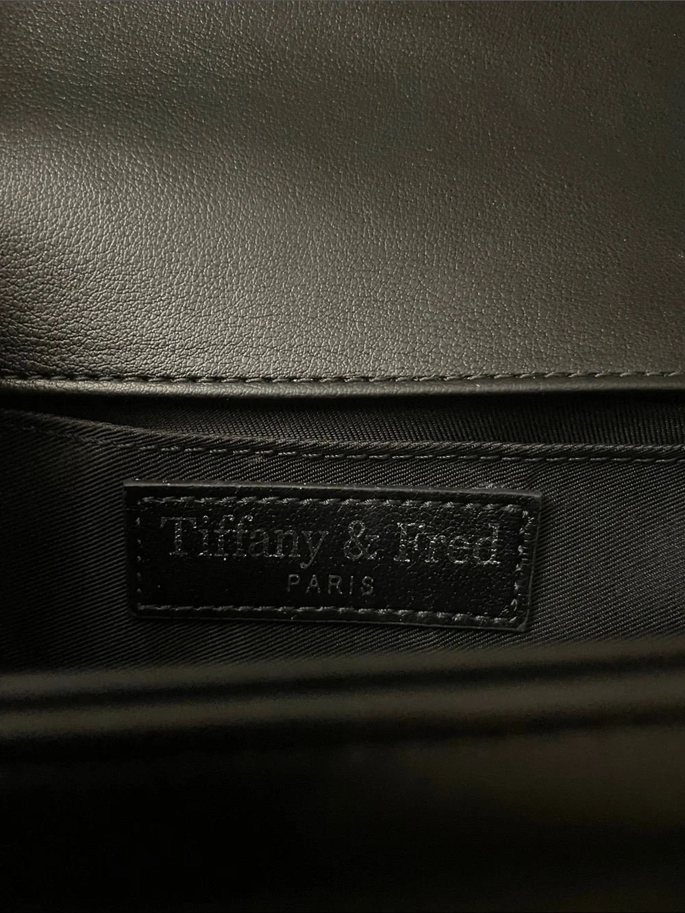 Tiffany & Fred Black Chevron Leather Crossbody with Silver Chain - Picture 11 of 14